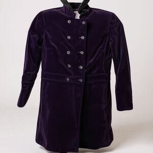 Vintage KORS Michael Kors Purple Velvet Military Midi Coat Double Breasted Italy